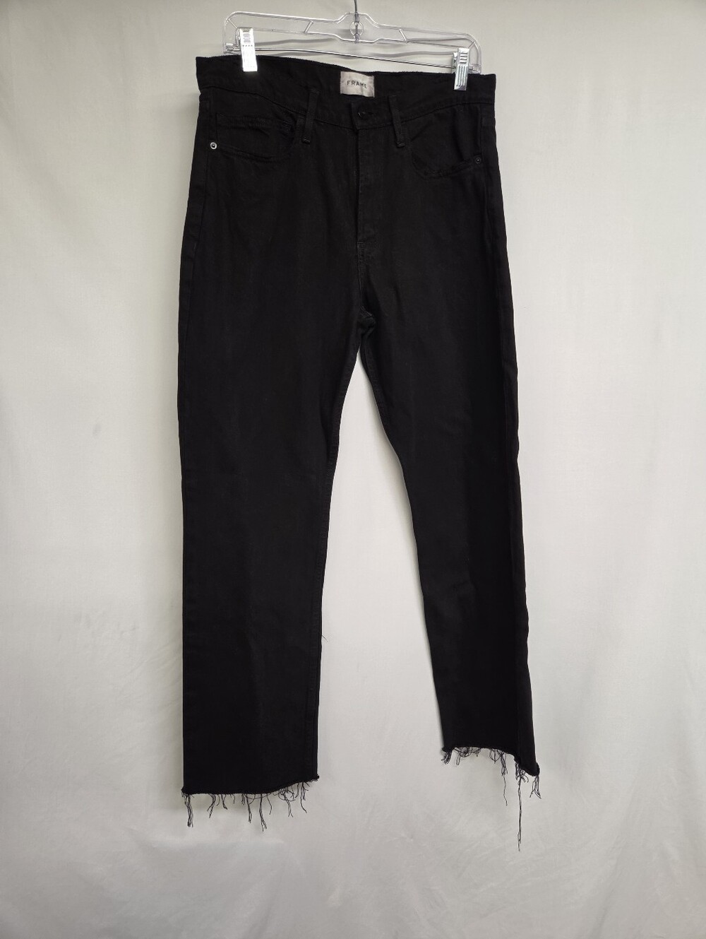 FRAME Women’s High Rise Straight Jeans, Black Dark Wash Denim Size 29